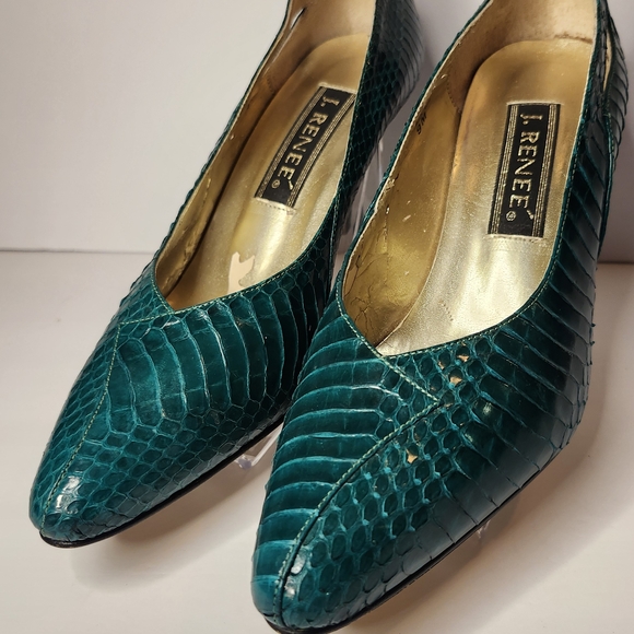 J.Renee Shoes - J.Renee Teal Snakeskin Heels